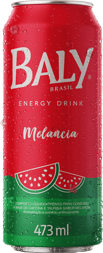 Composto Líquido Energético à Base de Cafeína e Taurina Melancia Baly Lata 473ml