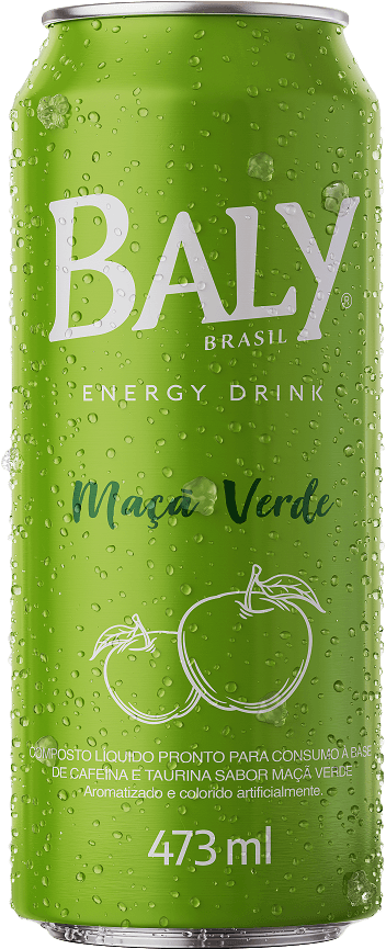 Composto Líquido Energético à Base de Cafeína e Taurina Maçã-Verde Baly Lata 473ml