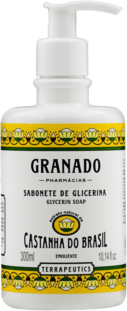 Sabonete-Liquido-de-Glicerina-Extrato-Natural-de-Castanha-do-Brasil-Emoliente-Granado-Terrapeutics-Frasco-300ml