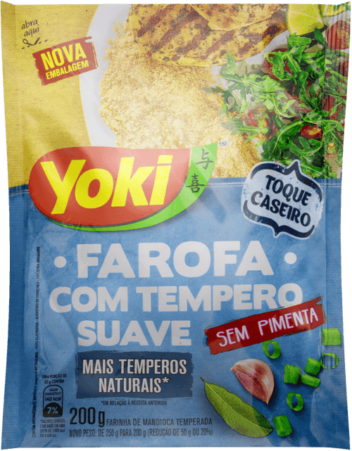 Farofa de Mandioca com Tempero Suave Yoki Sachê 200g