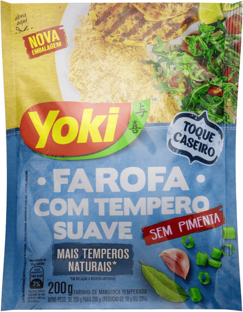 Farofa-de-Mandioca-com-Tempero-Suave-Yoki-Sache-200g