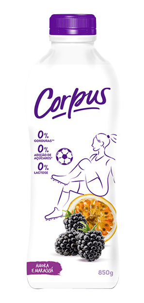 Iogurte Amora e Maracujá Zero Lactose Corpus Garrafa 850g