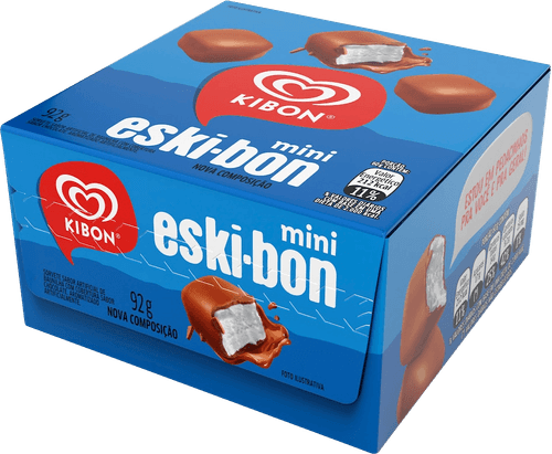 Sorvete Baunilha com Cobertura de Chocolate Kibon Eski-Bon Mini Caixa 92g