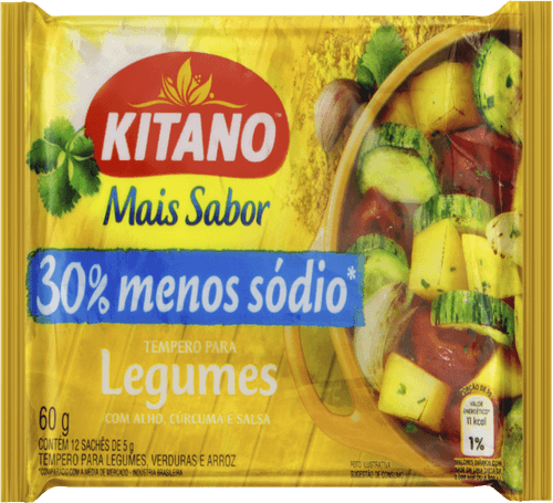 Tempero em Pó para Legumes, Verduras e Arroz com Alho, Cúrcuma e Salsa Kitano Pacote 60g 12 Unidades de 5g Cada