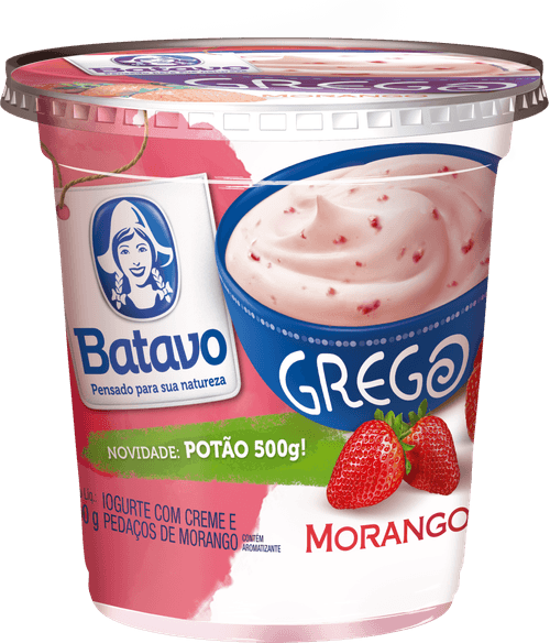 Iogurte Grego com Creme e Preparado de Morango Batavo Pote 450g