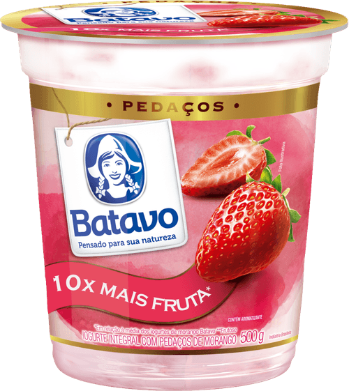 Iogurte Integral com Preparado de Morango Batavo Pedaços Pote 450g