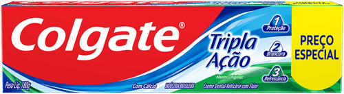 Creme Dental Anticárie com Flúor e Cálcio Menta Original Colgate Tripla Ação Caixa 180g Preço Especial