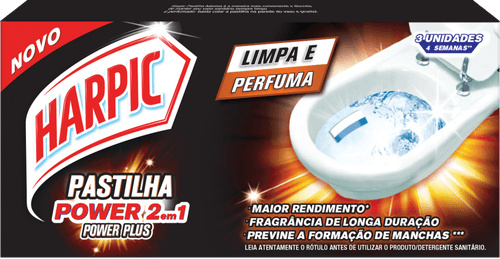 Detergente Sanitário Pastilha Adesiva 2 em 1 Harpic Power Plus 3 Unidades Melhor Custo Benefício
