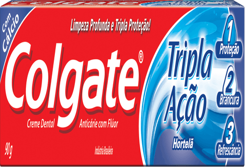 Creme Dental Anticárie com Flúor Hortelã Colgate Tripla Ação Caixa 90g