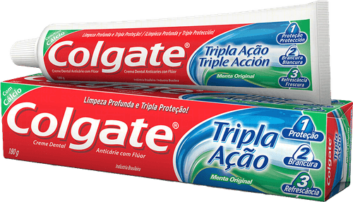 Creme Dental Anticárie com Flúor Menta Original Colgate Tripla Ação Caixa 180g