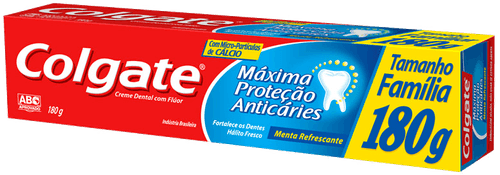 Creme Dental com Flúor Menta Refrescante Colgate Máxima Proteção Anticáries Caixa 180g