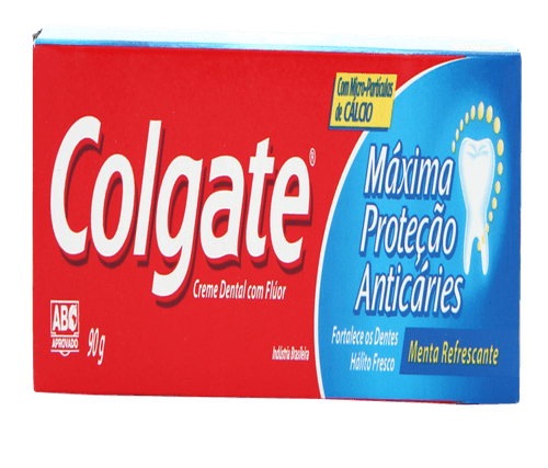 Creme Dental com Flúor e Cálcio Menta Refrescante Colgate Máxima Proteção Anticáries Caixa 90g