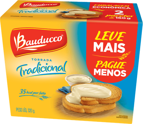 Torrada Tradicional Bauducco Pacote 320g 2 Unidades Leve Mais Pague Menos