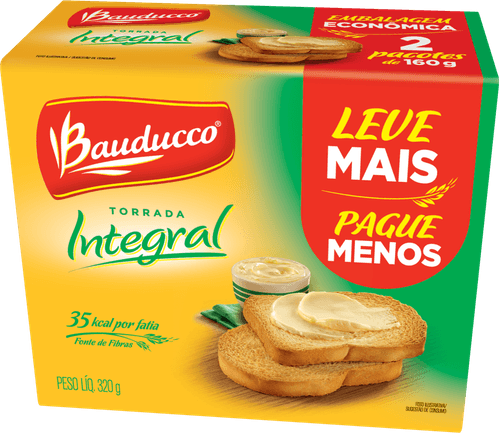 Torrada Integral Bauducco Pacote 320g 2 Unidades Leve Mais Pague Menos