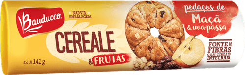 Biscoito 46% Cereal Integral com Maçã e Uva-Passa Bauducco Cereale Pacote 141g