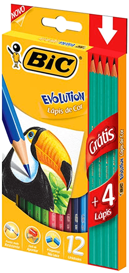 Lápis de Cor Bic Evolution 12 Unidades Grátis 4 Lápis