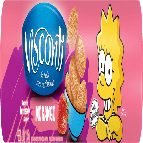 Biscoito Recheio Morango Visconti Pacote 125g