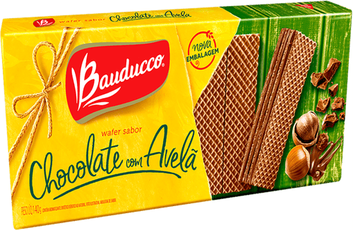 Biscoito Wafer Recheio Chocolate com Avelã Bauducco Pacote 140g