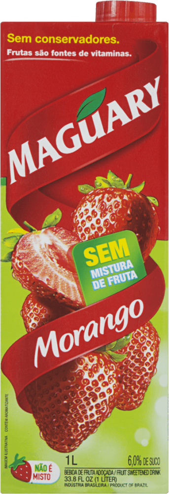 Bebida de Fruta Adoçada Morango Maguary Caixa 1l