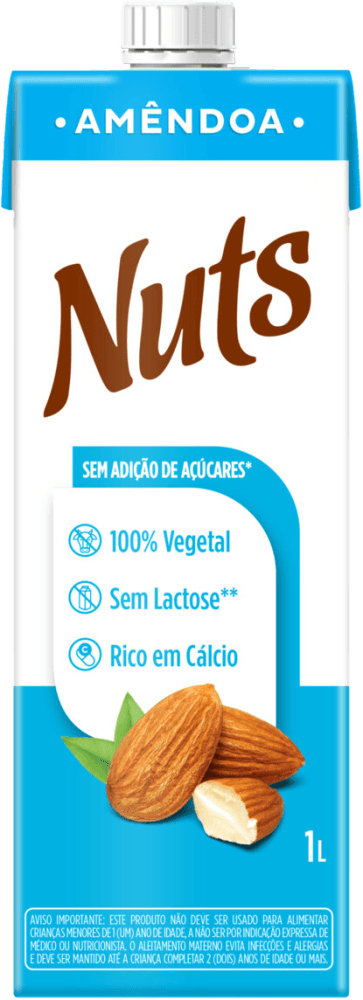 Bebida à Base de Amêndoa Original sem Adição de Açúcar Nuts Caixa 1l