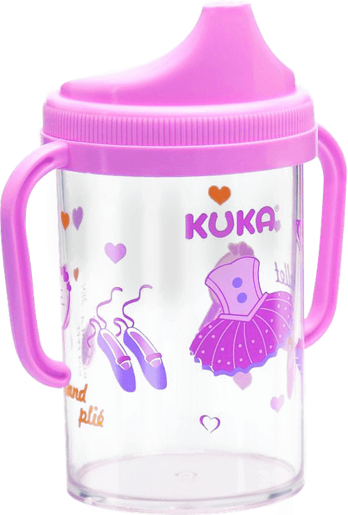 Copo Infantil Kuka Anatômico com Alça Removível Rosa 240ml