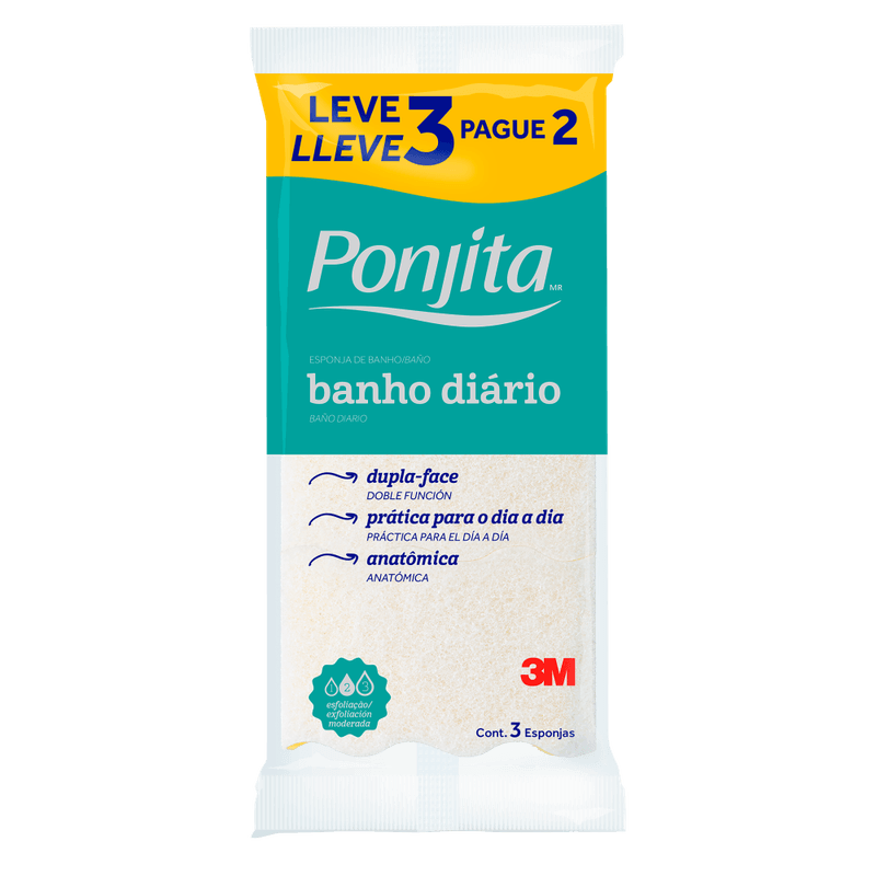 Esponja-para-Banho-Dupla-Face-Anatomica-Ponjita-Leve-3-Pague-2-Unidades