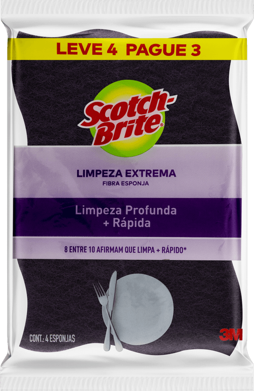 Esponja Limpeza Extrema Scotch-Brite Antibac Leve 4 Pague 3 Unidades