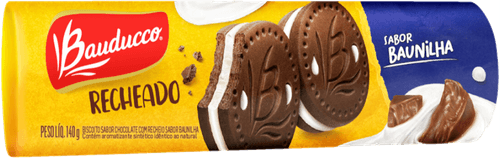 Biscoito Chocolate com Recheio Baunilha Bauducco Pacote 140g