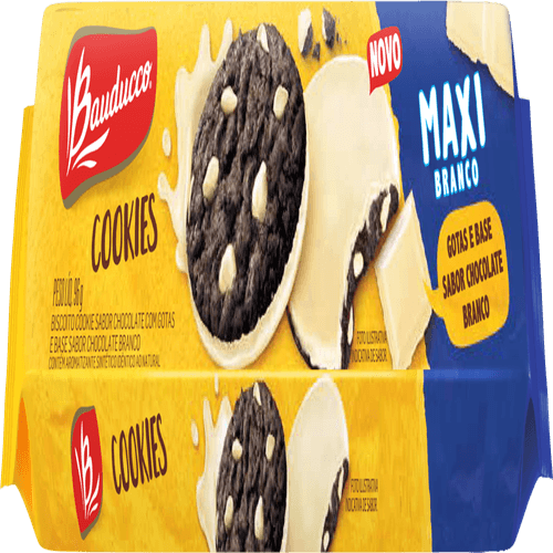 Biscoito Cookie Chocolate com Gotas e Base Coberta de Chocolate Branco Bauducco Maxi Pacote 96g