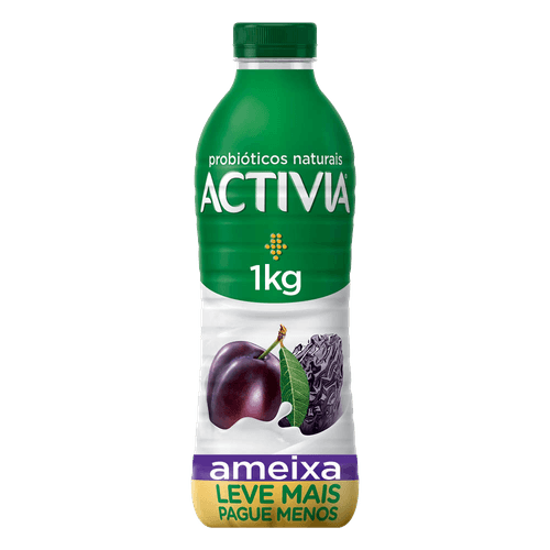 Leite Fermentado Parcialmente Desnatado com Probióticos e Preparado de Fruta Ameixa Activia Garrafa 1kg Embalagem Econômica