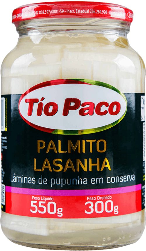 Palmito Pupunha Tio Paco Laminas para Lasanha 300g