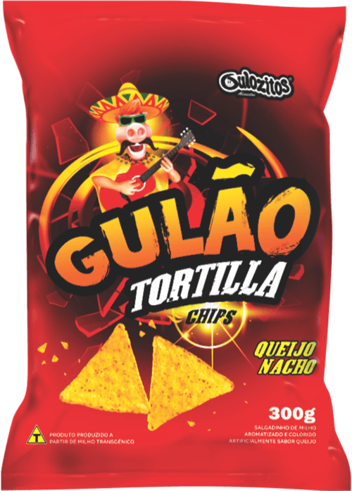 Salgadinho Tortilla Chips Sabor Queijo Nacho Gulão Pacote 300g