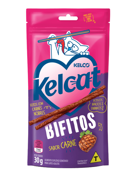 Petisco Kelcat Snack Bifitos Carne 30g