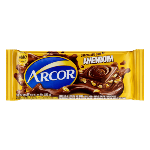 Chocolate ao Leite com Amendoim Arcor Pacote 80g