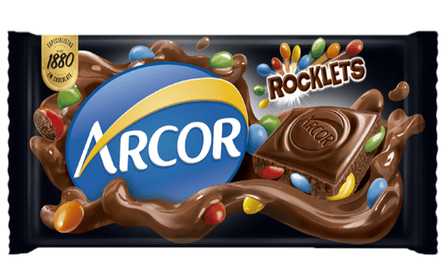 Chocolate ao Leite Rocklets Chocolate ao Leite Confeitado Arcor Pacote 80g