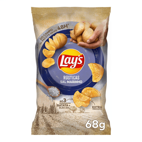 Batata Frita Lays Rústica Sal Marinho 68G