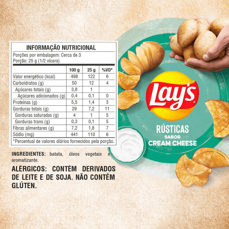 Batata-Frita-Lays-Rustica-Cream-Cheese-68G