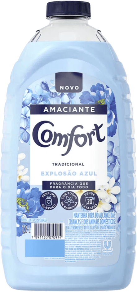 Amaciante de Roupa Tradicional Explosão Azul Comfort Frasco 1,8l