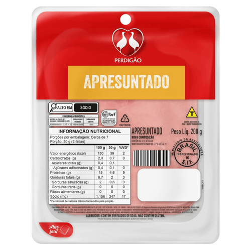 Apresuntado fatiado Perdigão 200g