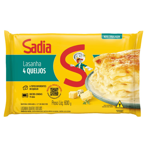 Lasanha quatro queijos Sadia pacote 600g