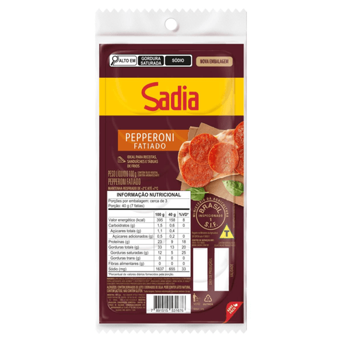 Salame pepperoni fatiado 100g Sadia