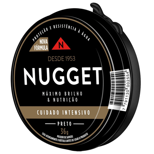 Graxa para Sapato em Pasta Preta Nugget Lata 36G