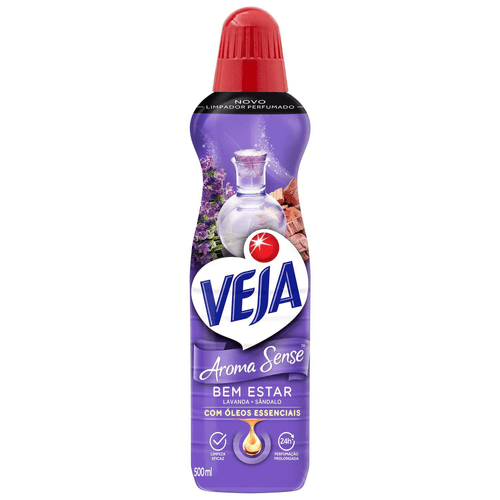 Limpador Perfumado Veja Aroma Sense Bem Estar 500ml com óleos essenciais