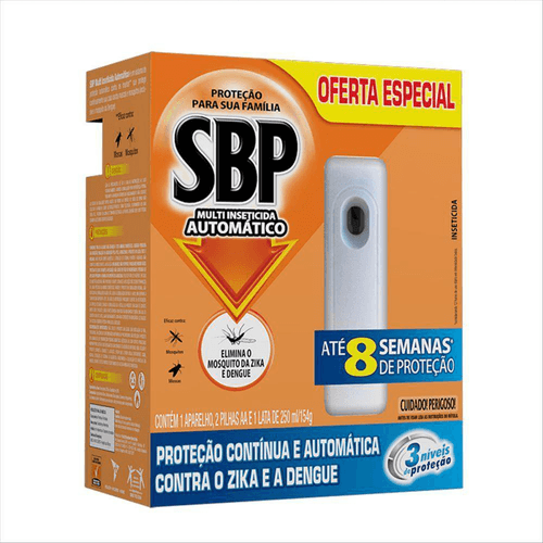 SBP Multi Inseticida Automático Aparelho + Refil 250ml - Duração até 8 semanas