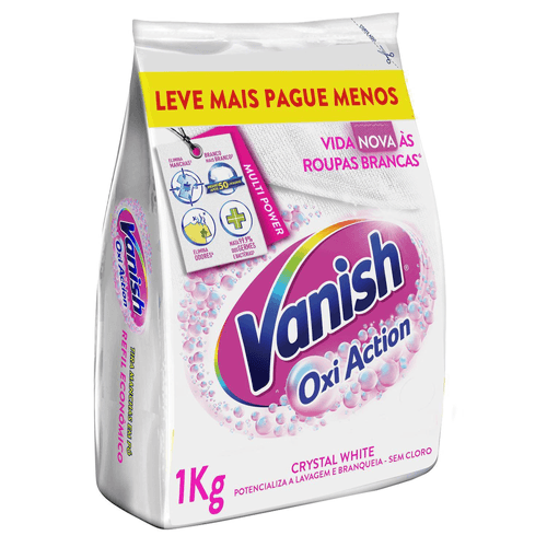 Tira Manchas Vanish em Pó Crystal White Oxi Action para roupas brancas Refil Econômico 1kg