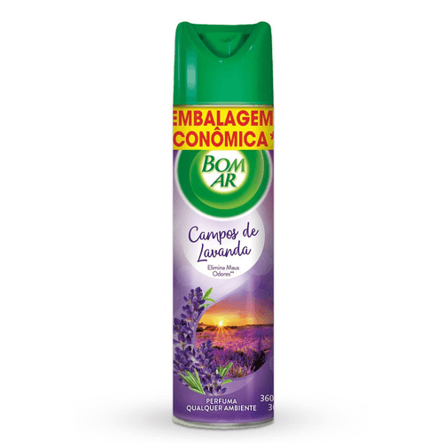 Aromatizador Bom Ar Aerossol Campos de Lavanda 360ml Embalagem Econômica