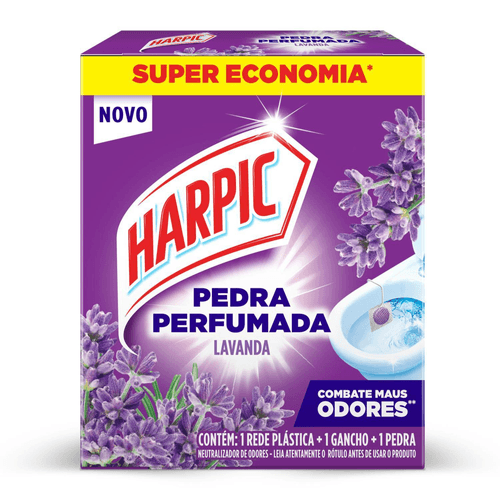 Harpic Limpador e Aromatizador Sanitário Pedra Perfumada Aroma Plus Lavanda 25g