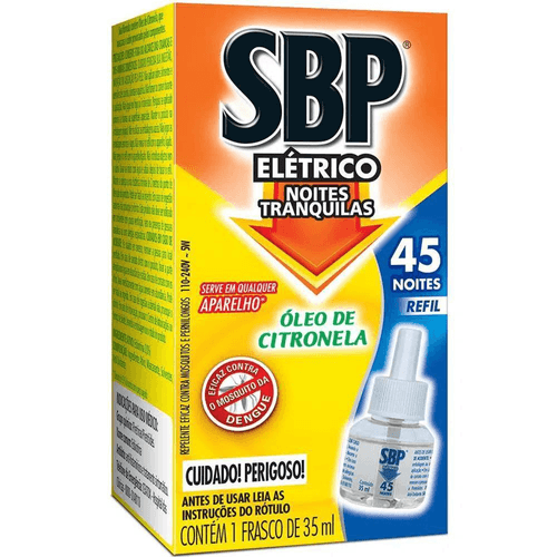 Repelente Elétrico Líquido SBP 45 Noites Citronela Refil 1 unidade 35ml