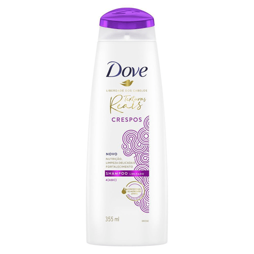 Shampoo com Óleo de Jojoba Dove Liberdade dos Cabelos Texturas Reais Crespos Frasco 355ml