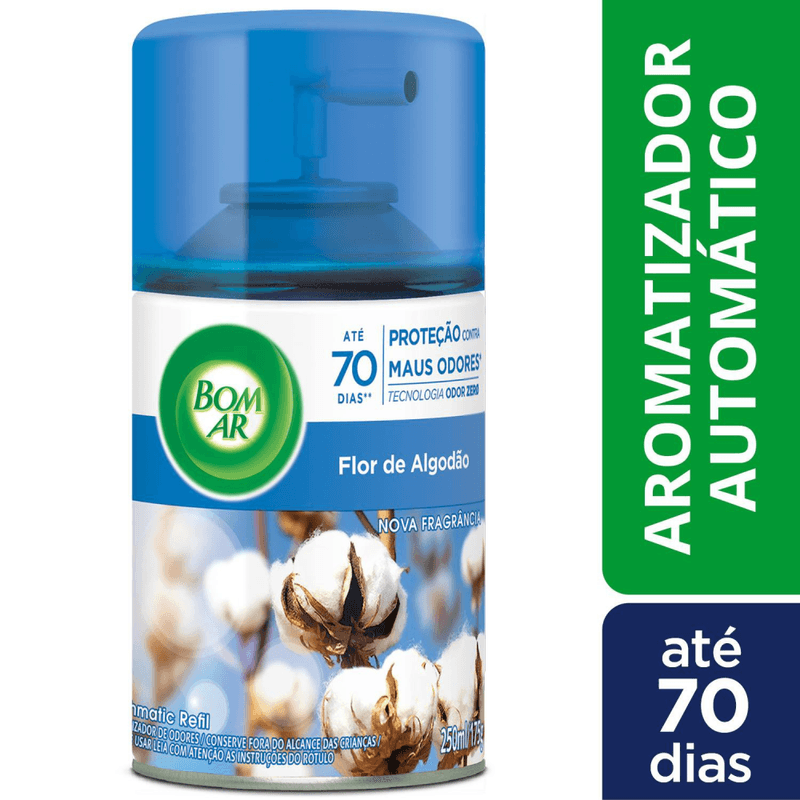 Aromatizador-Bom-Ar-Automatico-Aerossol-Freshmatic-Flor-de-Algodao-Refil-250ml